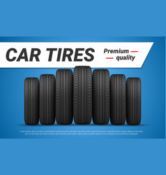 Car Tires Promo Banner Realistic Black