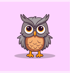 Cute Owl Cartoon Character Isolated On Pink