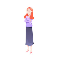 Pensive Redhead Woman Character Thinking