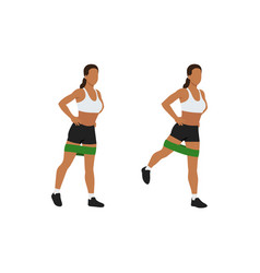 Woman Doing Rear Leg Raise Resistance Band Exercis