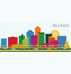 Billings Montana City Skyline With Color