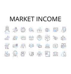 Market Income Line Icons Collection Gross Profit