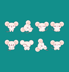 Set Of Kawaii Isolated Baby Rat Collection