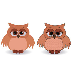 Two Sad Pink Owls With Surprised Eyes And Splayed