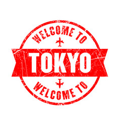 Welcome To Tokyo Japan Red Round Grunge