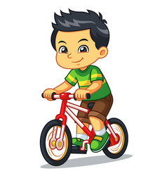 Boy Riding New Red Bicycle Bw Royalty Free Vector Image