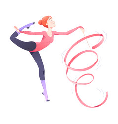 Redhead Woman Character With Gymnastics Ribbon