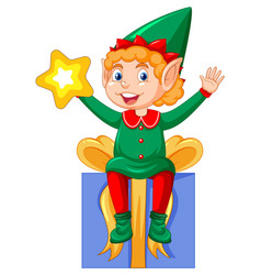 Cute Kid Wearing Elf Costume Cartoon