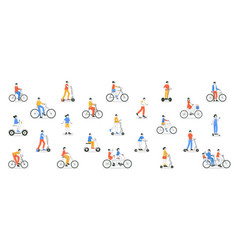 Flat Bicycle Riders Outline People Riding Bike