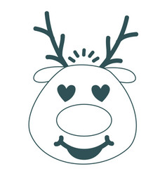 Heart Eyes Reindeer Face Green Stroke Emoticon 42