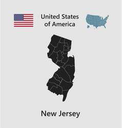 Map State New Jersey Flag And Usa