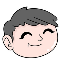 Chubby Boy Head Smiling Friendly Face Doodle Icon