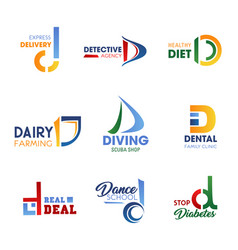 Corporate Identity Symbols With Letter D