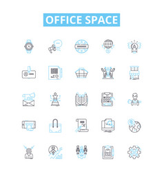 Office Space Line Icons Set Workplace