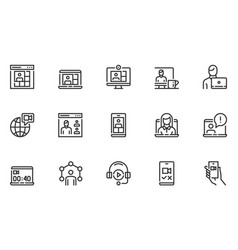 Online Meeting Line Icons