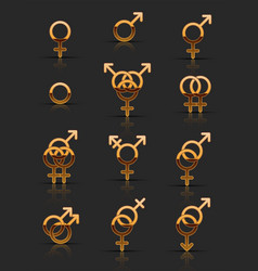 Set Of Golden Sexuality Icons