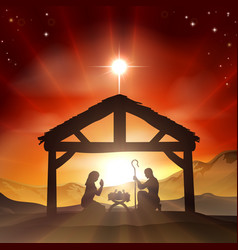 Simple Nativity scene Christmas invitation Vector Image