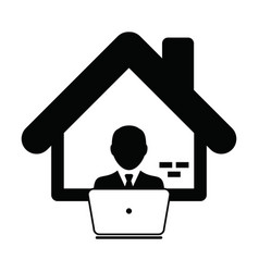 Person Icon Working From Home With Laptop