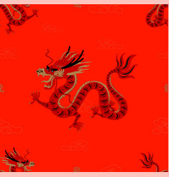 Seamless Pattern With Asian Dragon Zodiac Sign