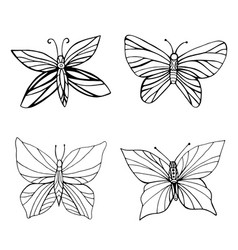 Coloring book page butterflies isolated on Vector Image