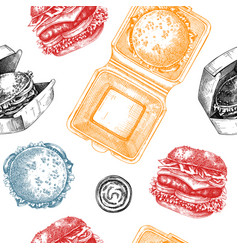 Fast Food Restaurant Background Burgers Seamless