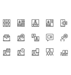 Online Meeting Line Icons