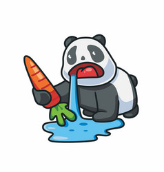 Cute Panda Hungry Want Eating A Carrot