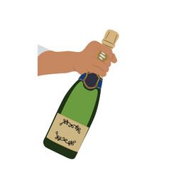 Female Hand Holding Bottle Of Champagne