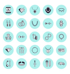 Jewelry Flat Line Icons Jewellery Store Signs