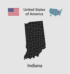 Map State Indiana Flag And Usa