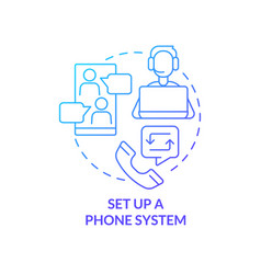 Set Up Phone System Blue Gradient Concept Icon