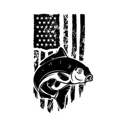 Carp Fish On American Flag Background Design