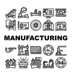 Manufacturing Factory Production Icons Set