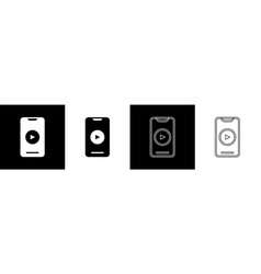 Set Online Play Video Icon Isolated On Black