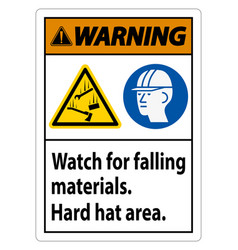 Warning Sign Watch For Falling Materials Hard Hat