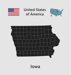 Map State Iowa Flag And Usa