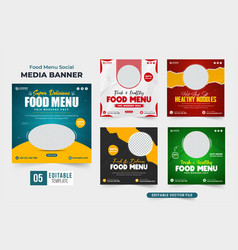 Delicious Food Menu Poster Template Set With Red