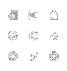 Set Line Icons Of Car Wheel Service