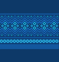 Blue Geometric Ethnic Pattern Embroidery Tribal