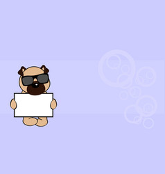 Chibi Pug Dog Kid Cartoon Holding Billboard