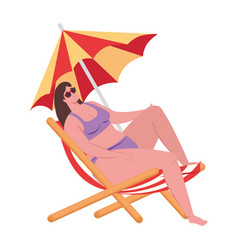 Cute Plump Woman Sitting In Chair Beach