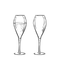 Empty And Full Tulip Champagne Glass Drawing