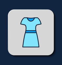 Filled Outline Woman Dress Icon Isolated On Blue