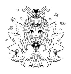 Coloring Page Cute Chibi Anime Kawaii Girl Cartoon