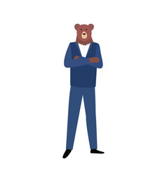 Confident Man With Head Bear In Suit Isolated