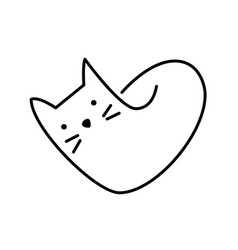 Cute One Line Cat With Heart Logo