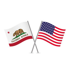 State Of California And America Crossed Flags