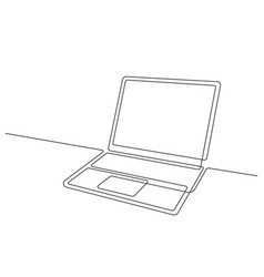 Minimalism One Line Laptop On Desk Diagonal