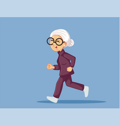 Happy Granny Running And Exercising Cartoon