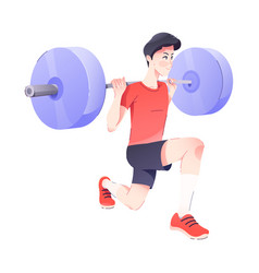 Man Character Lifting Heavy Barbell Engaged